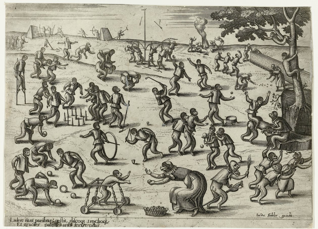 gyerekjátékok Majomjáték (sorozat címe) alkotó: Pieter van der Borcht (I)