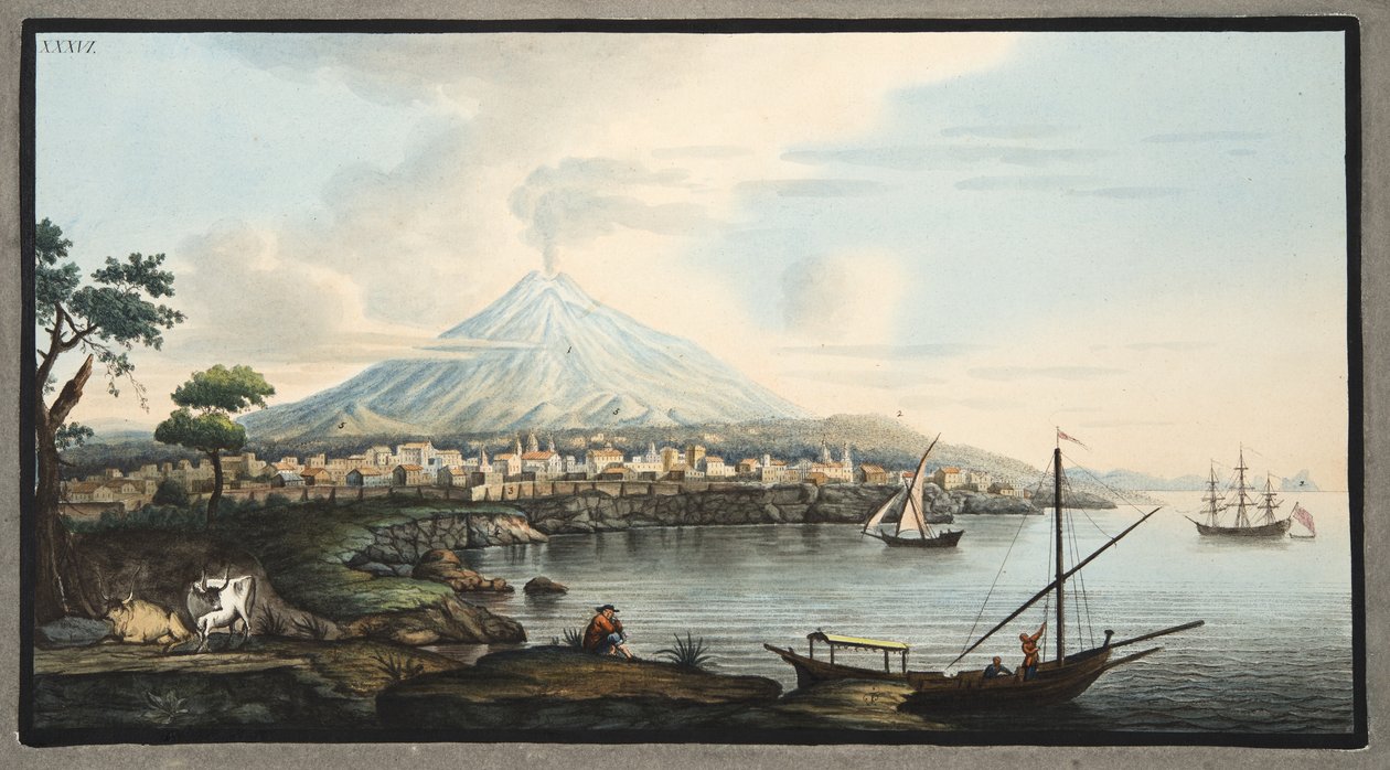 Vezúv, 36. tábla a „Campi Phlegraei: Observations on the Volcanoes of the Two Sicilies”, Sir William Hamilton (1730-1803) 1776-os kiadásából. alkotó: Pietro Fabris