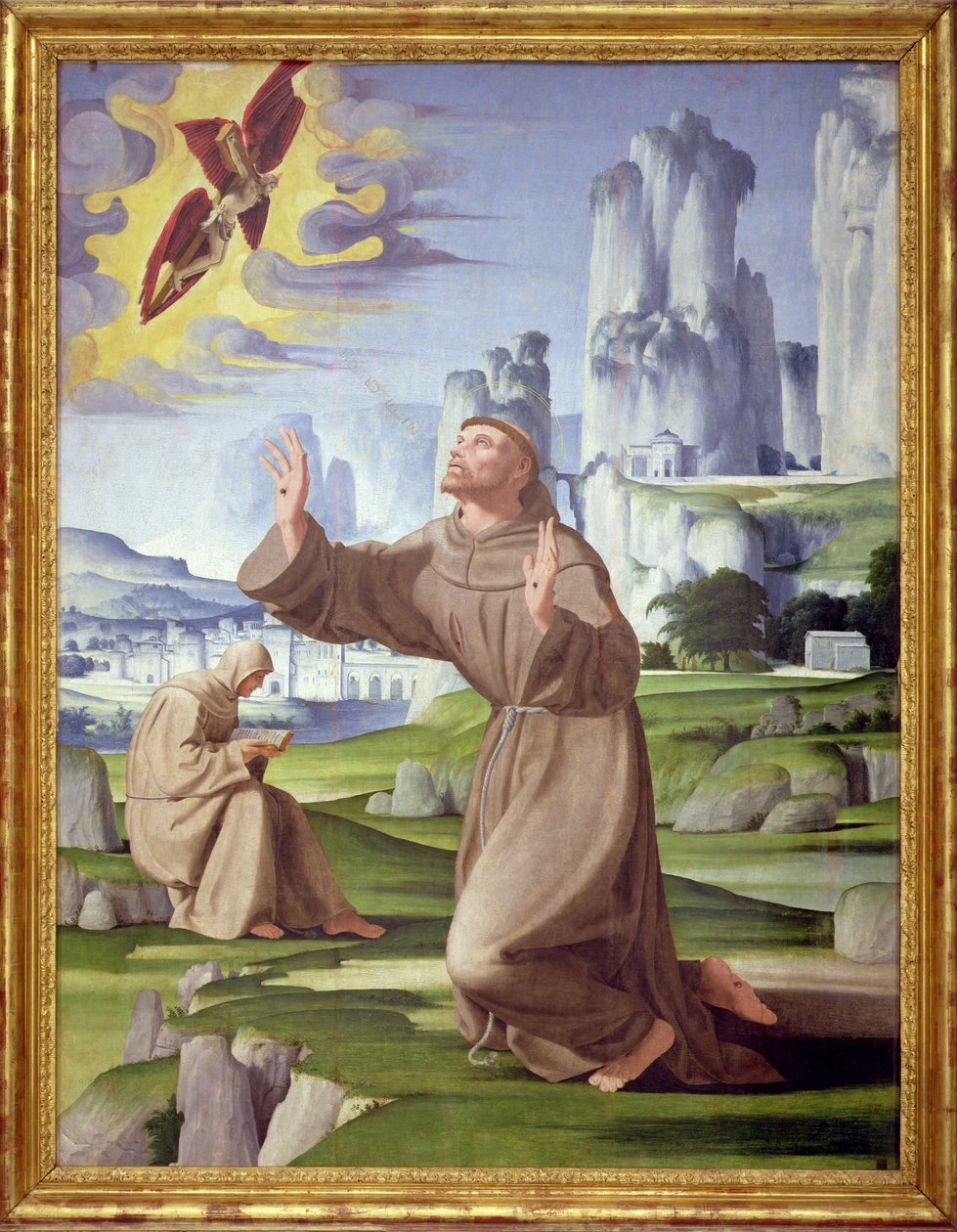 Szent Ferenc a stigmák fogadásában (tempera a táblán) (lásd még: 59263) alkotó: Pietro Francione