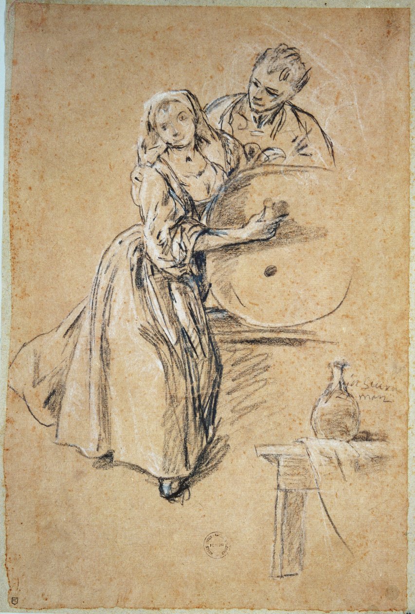 Boröntő Fiatalember (kréta) kártyával alkotó: Pietro Longhi