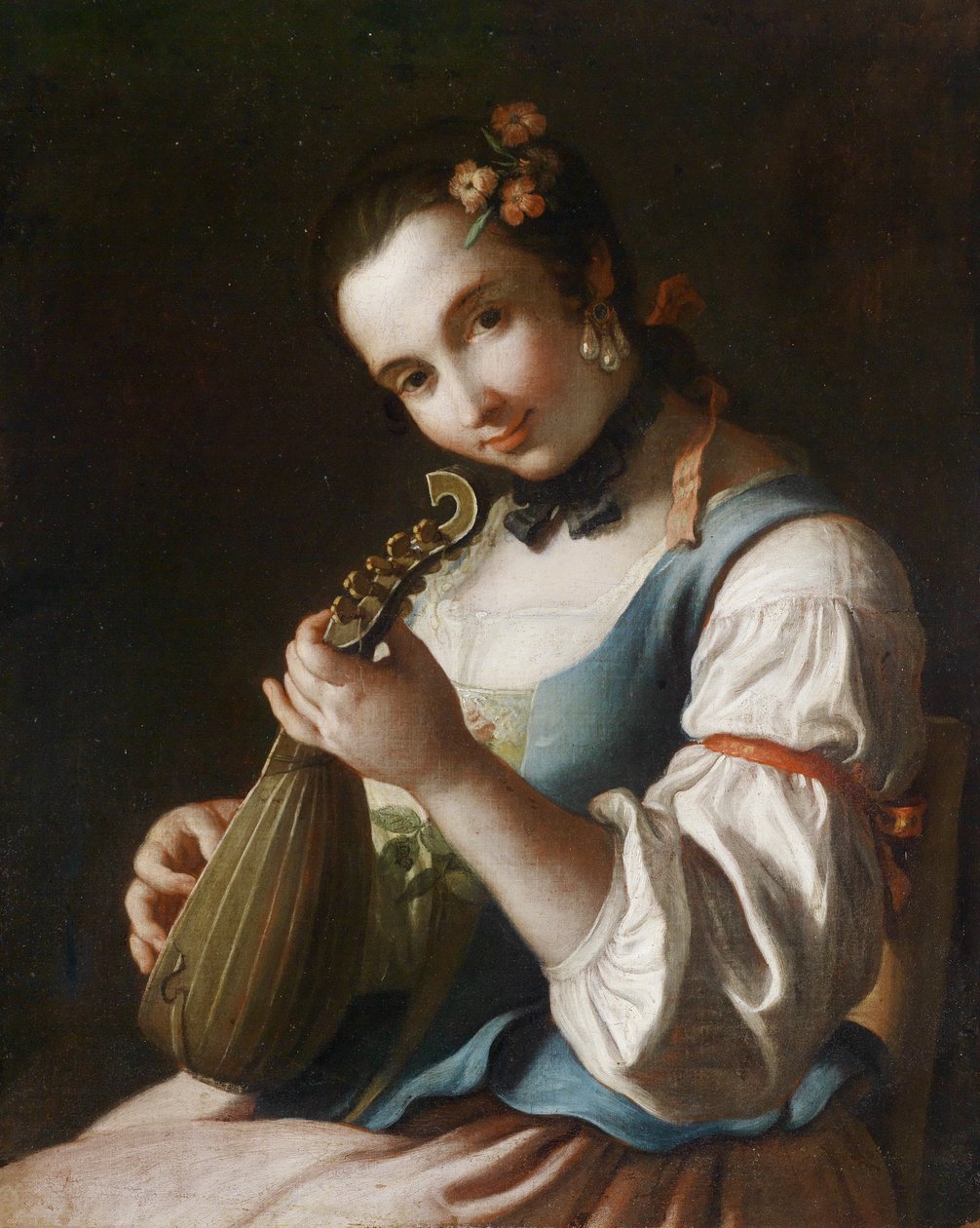 Portré egy lanton játszó hölgyről alkotó: Pietro Antonio Rotari