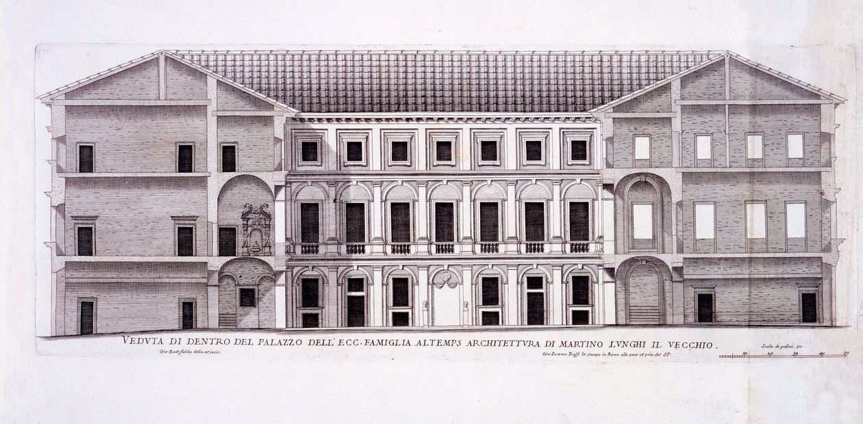 Palazzo Altemps, Róma, a „Palazzi di Roma” II. részéből, 1670-es években jelent meg alkotó: Pietro Ferrerio