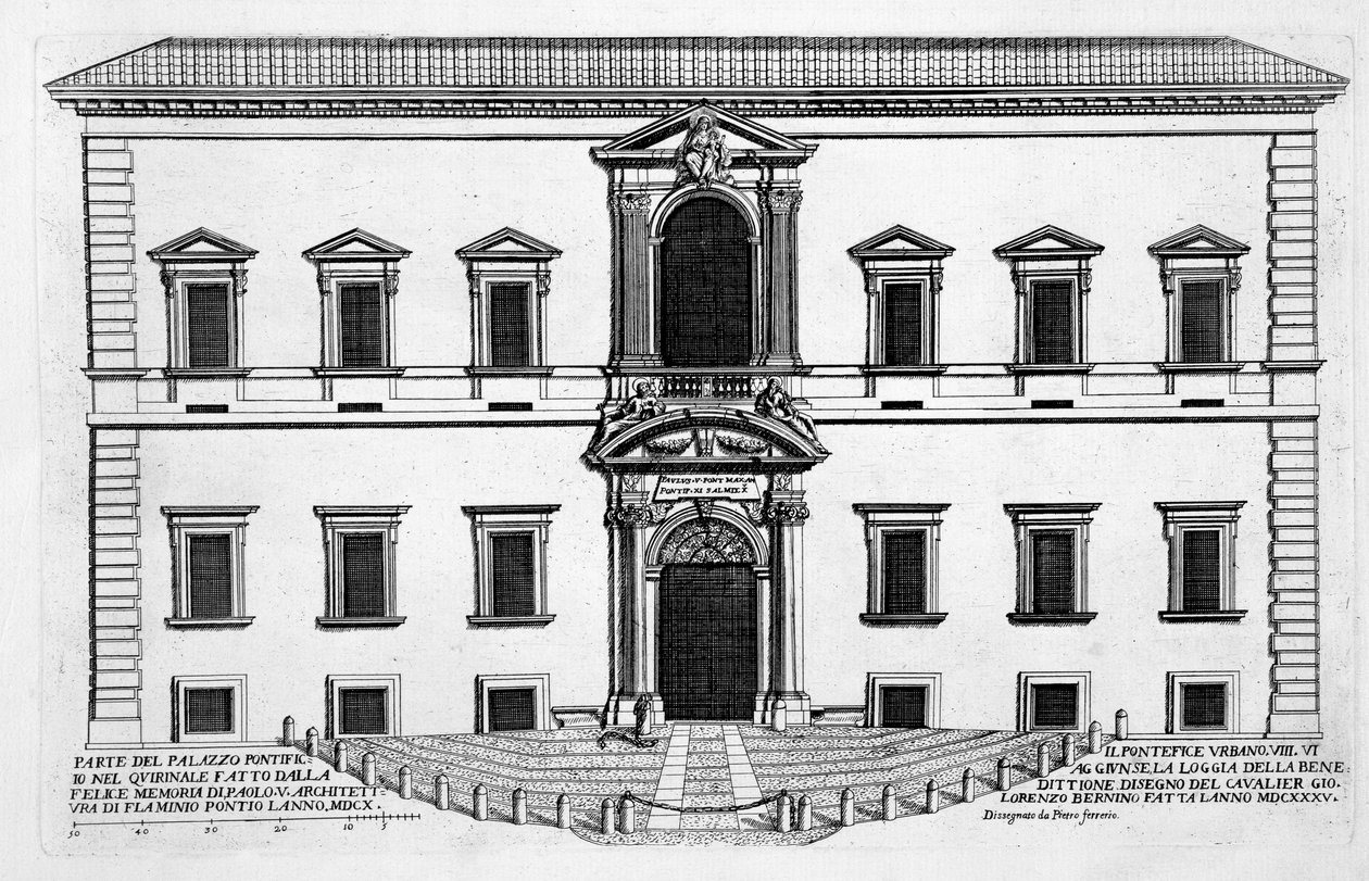 Palazzo del Quirinale, a „Palazzi di Roma” I. részéből, 1655-ben jelent meg alkotó: Pietro Ferrerio