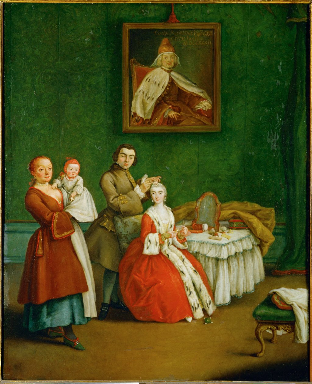 A fodrász ... (festmény vászonra) alkotó: Pietro (circle of) Longhi