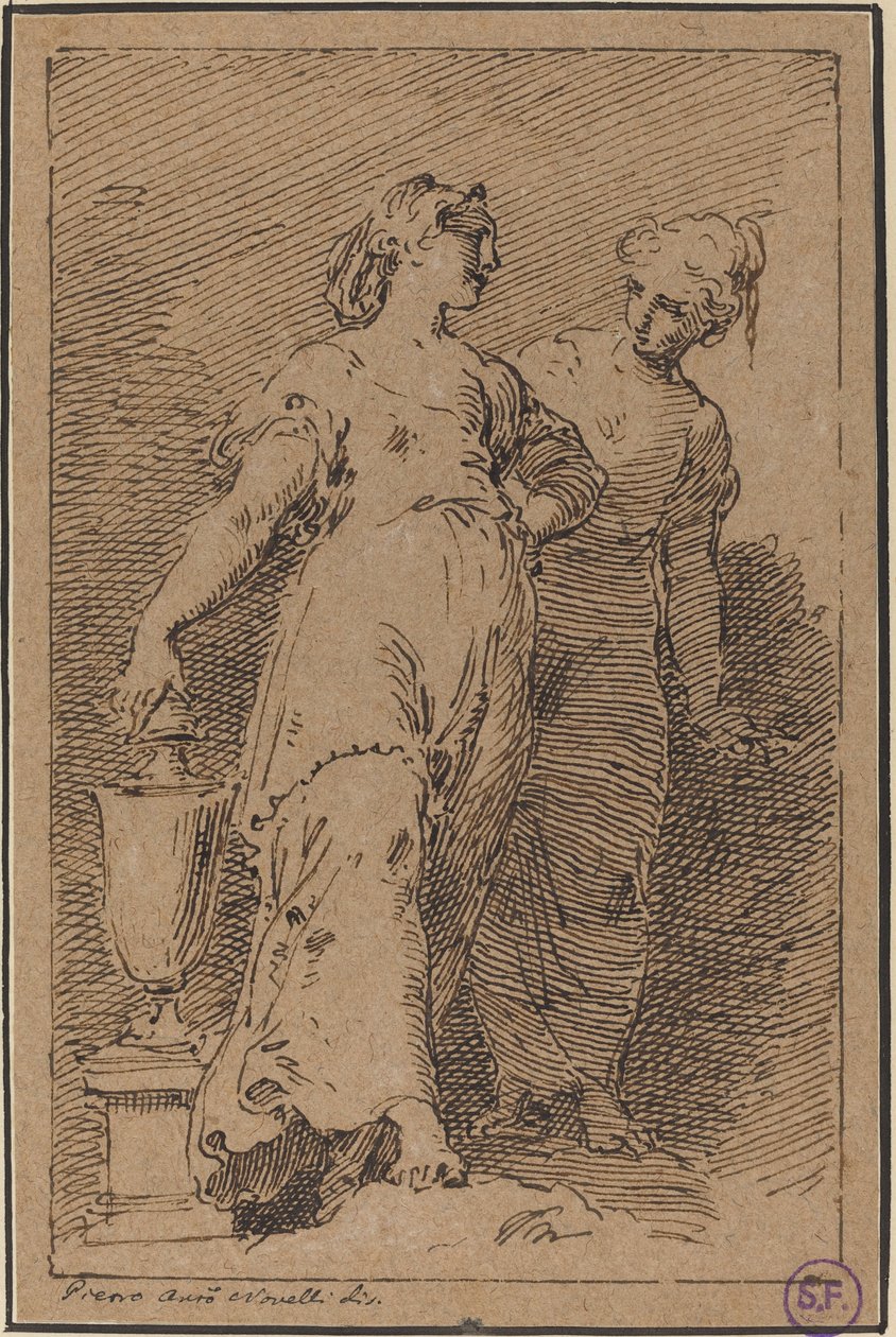 Két fiatal nő alkotó: Pietro Antonio Novelli