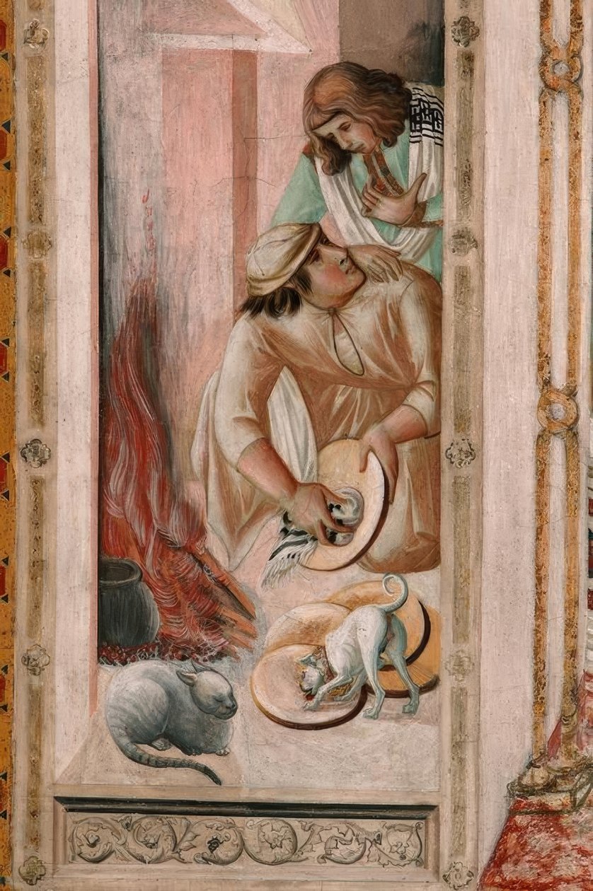 P. Lorenzetti, Utolsó vacsora, Konyha alkotó: Pietro Lorenzetti