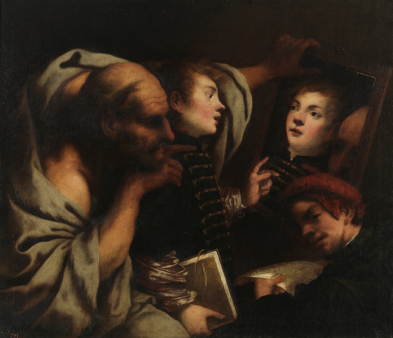 Szókratész és két diák alkotó: Pietro della Vecchia