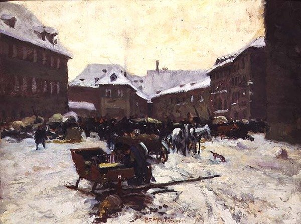 Téli városkép alkotó: Pius Ferdinand Messerschmitt
