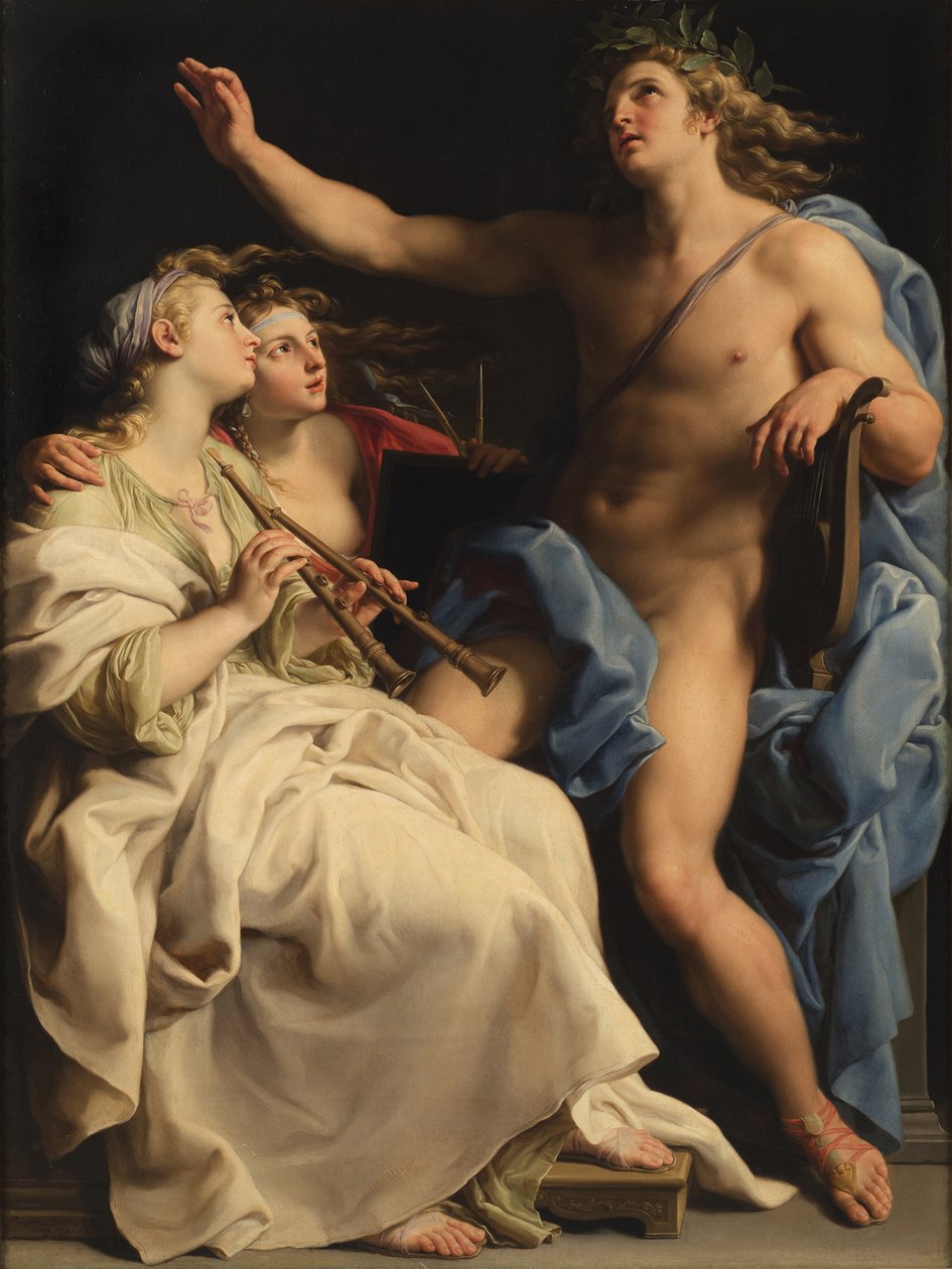 Apollo, Zene és geometria, 1741. alkotó: Pompeo Girolamo Batoni