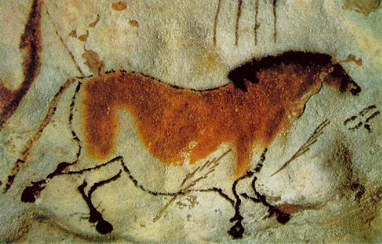 Egy ló, Kr.e. 15 000-10 000 (pigmentek a kövön) alkotó: Prehistoric