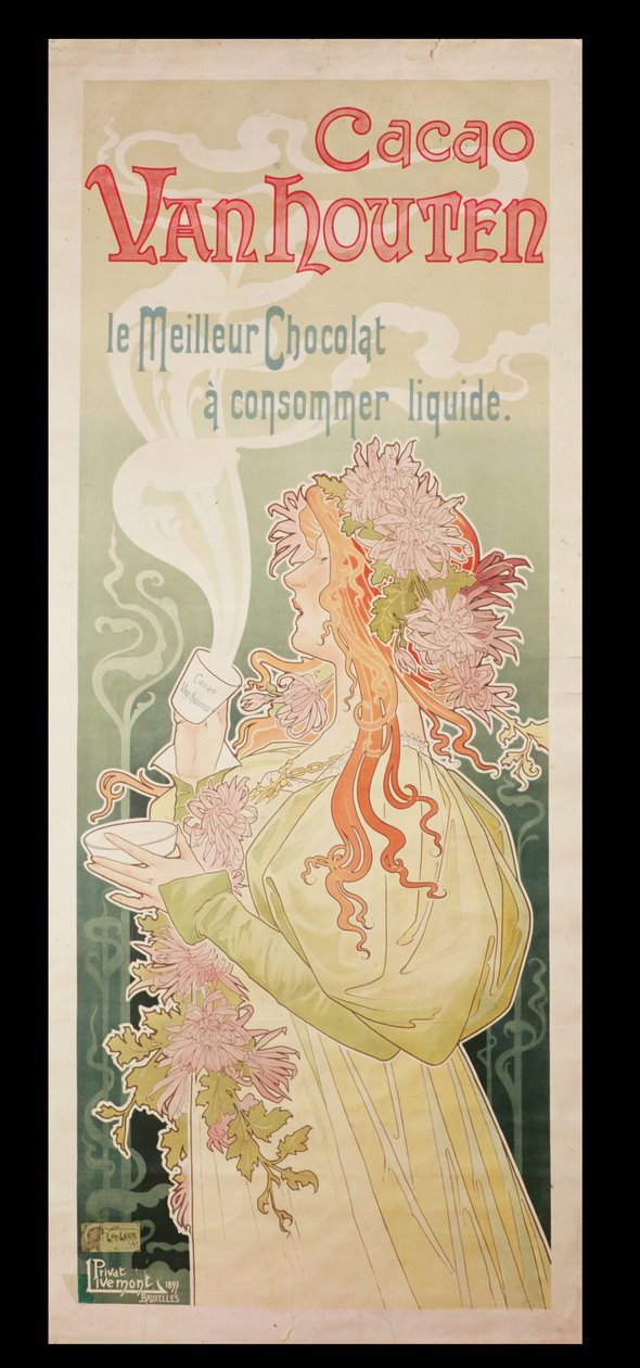 „Cocoa Van Houten” plakát, Belgium, 1897 alkotó: Privat Livemont