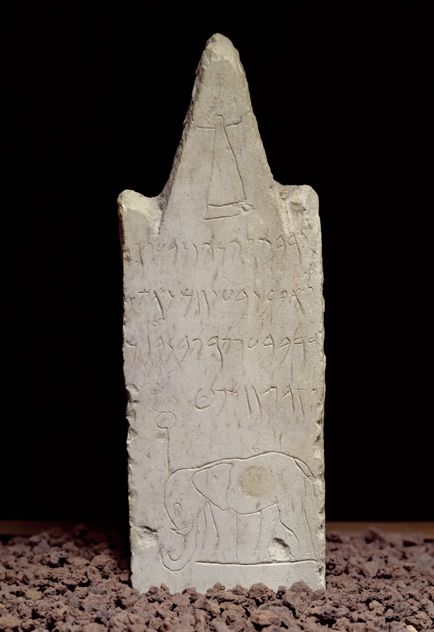 Fogadalmi sztéla elefánttal, Karthágóból, Kr.e. 3-2. század (mészkő) alkotó: Punic