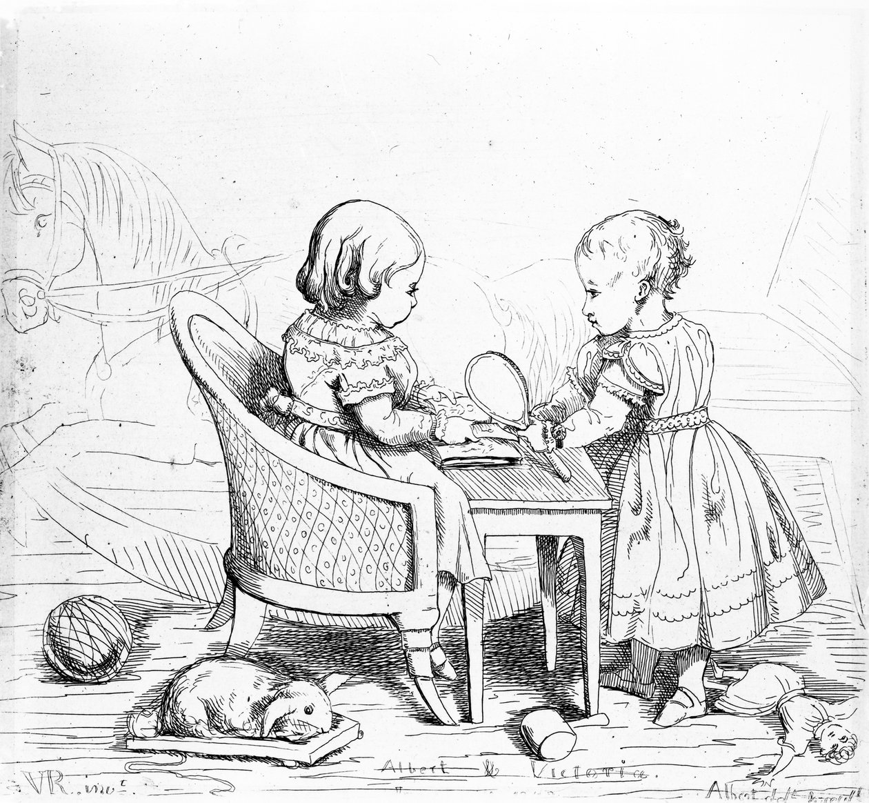 Albert, Wales hercege és Viktória, A királyi hercegnő, vésette Albert herceg, 1843 körül alkotó: Queen Victoria