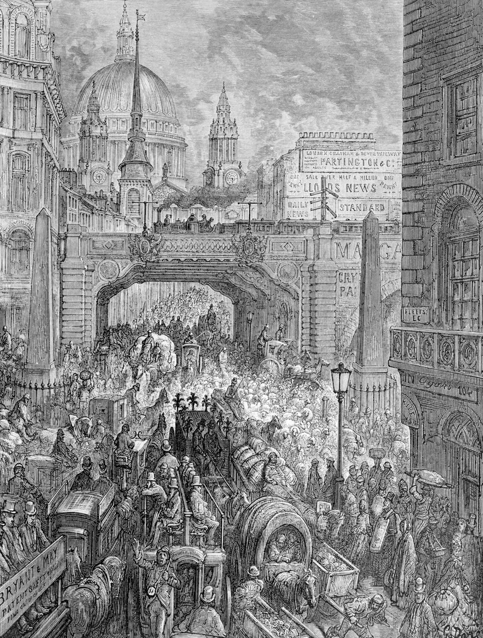 "Ludgate Hill-A Block in the Street", 1872. alkotó: Quesnel