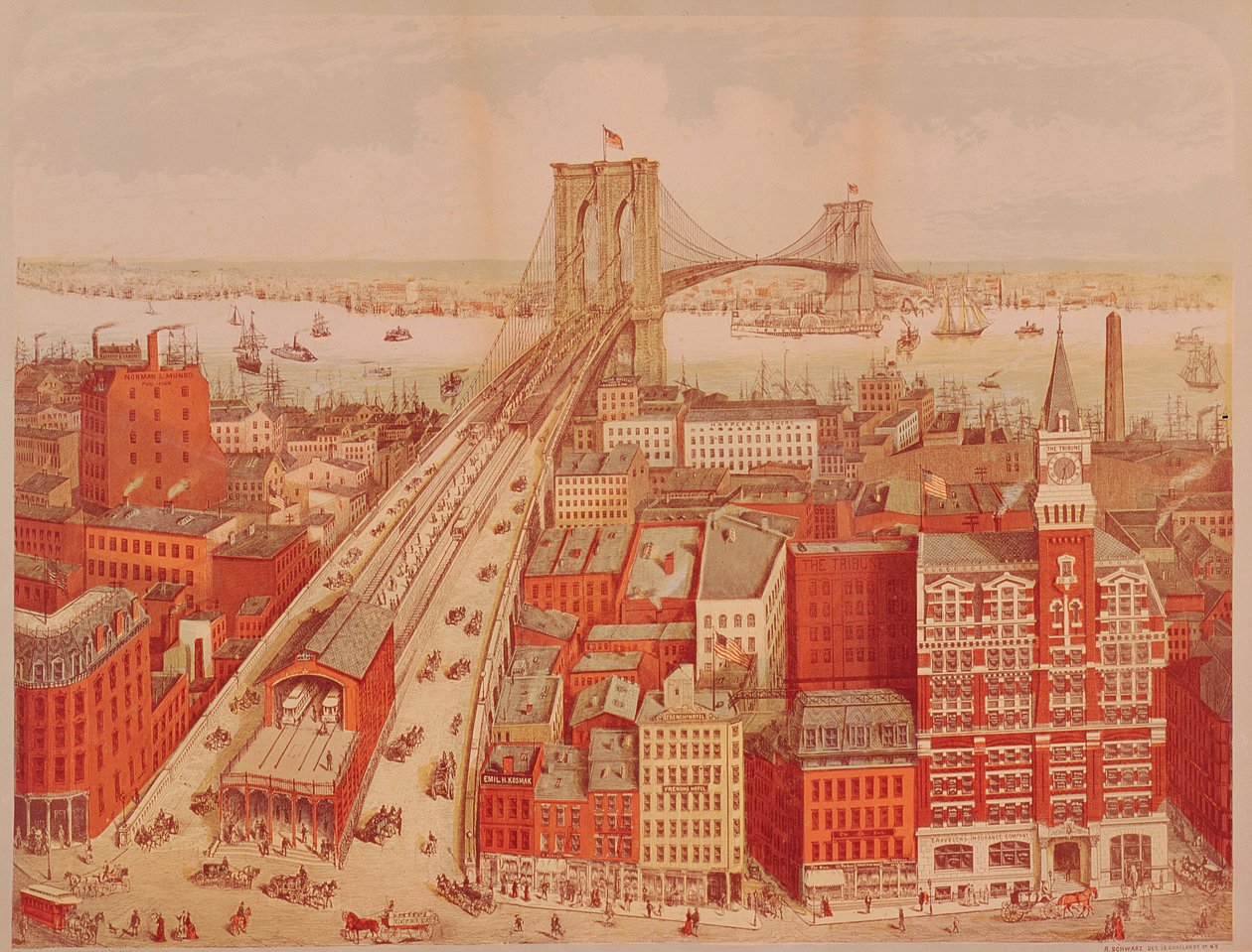 Brooklyn híd, 1883 körül alkotó: R. Schwarz