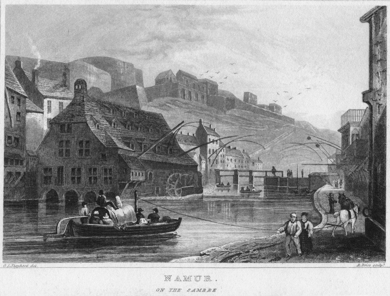 Namur. A Sambre-n, 1850 alkotó: R. Brice