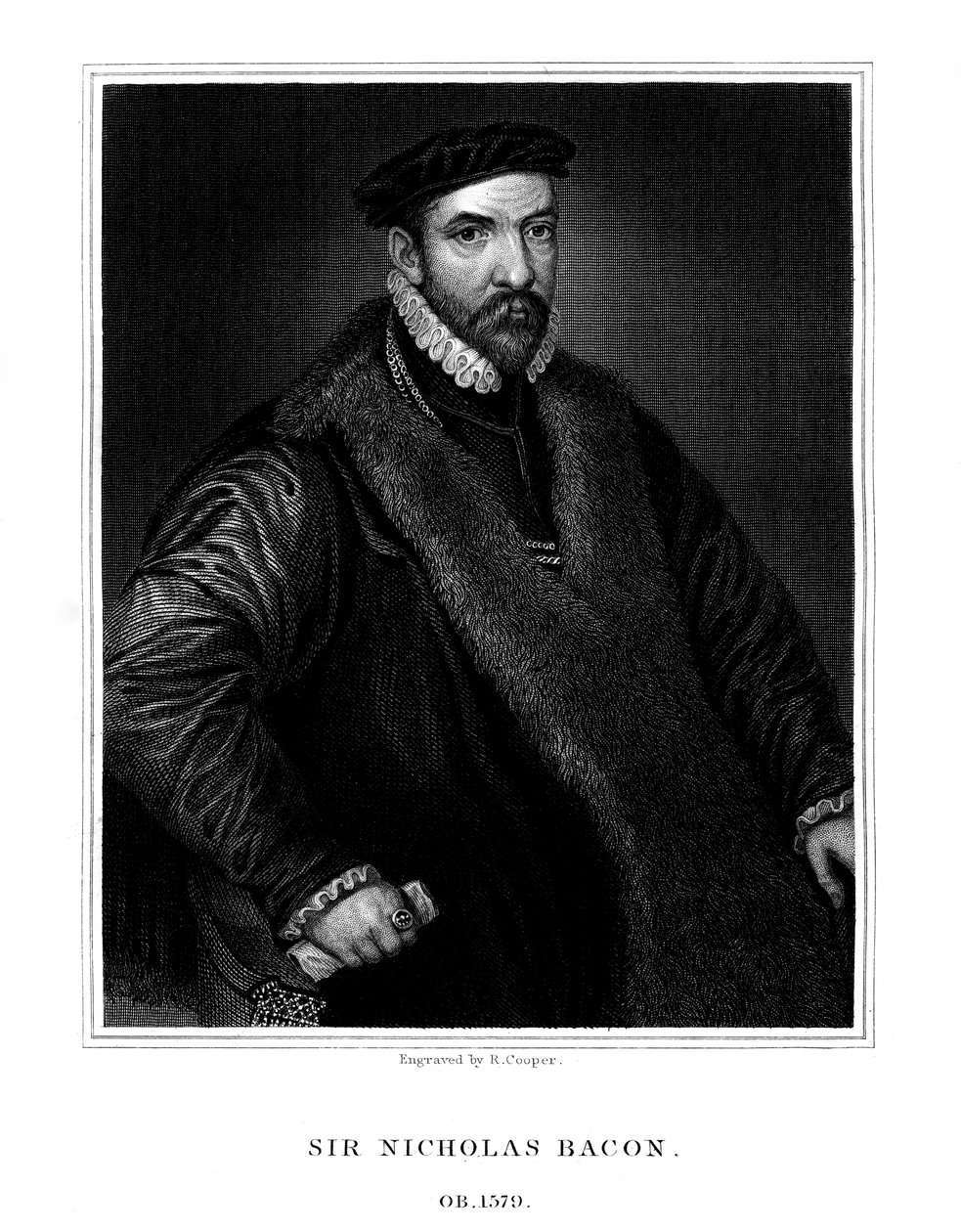 Sir Nicholas Bacon angol politikus, 1826. alkotó: R. Cooper