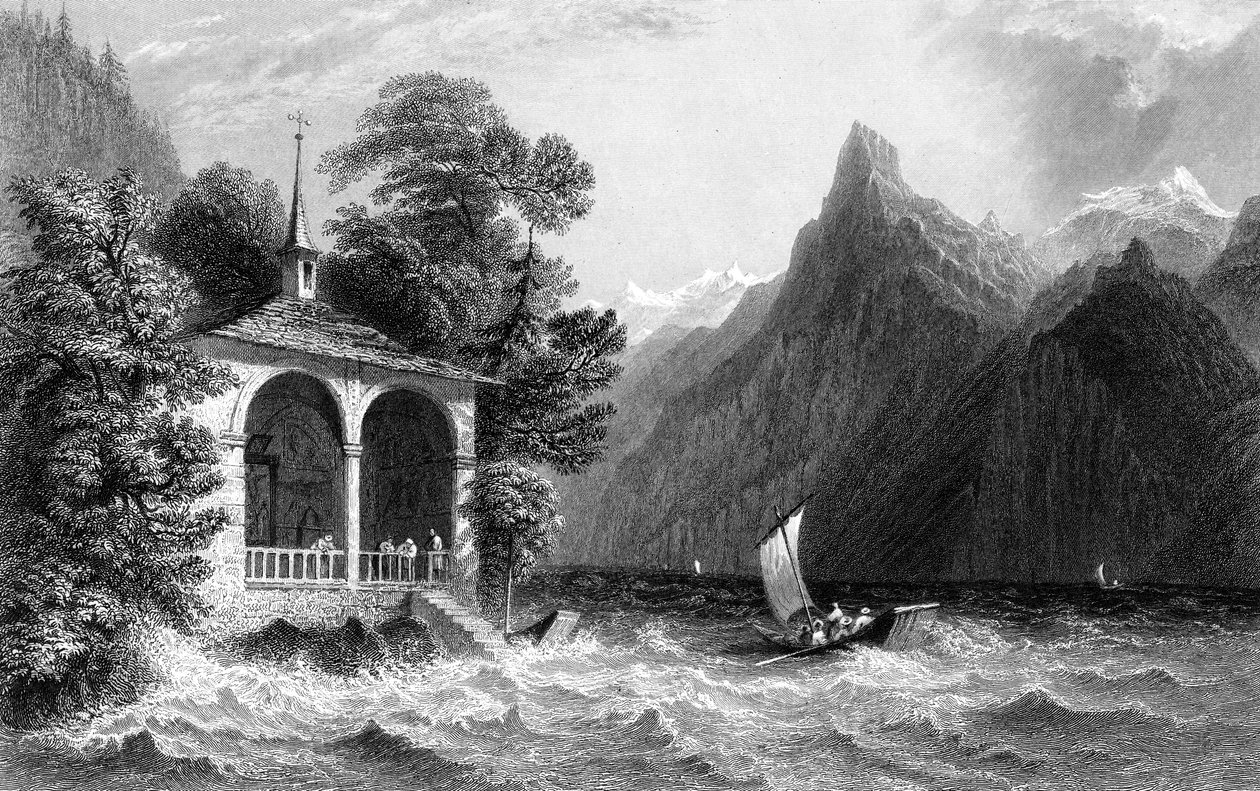 Tells Chapel, Uri-tó, Svájc, 1836. alkotó: R. Wallis