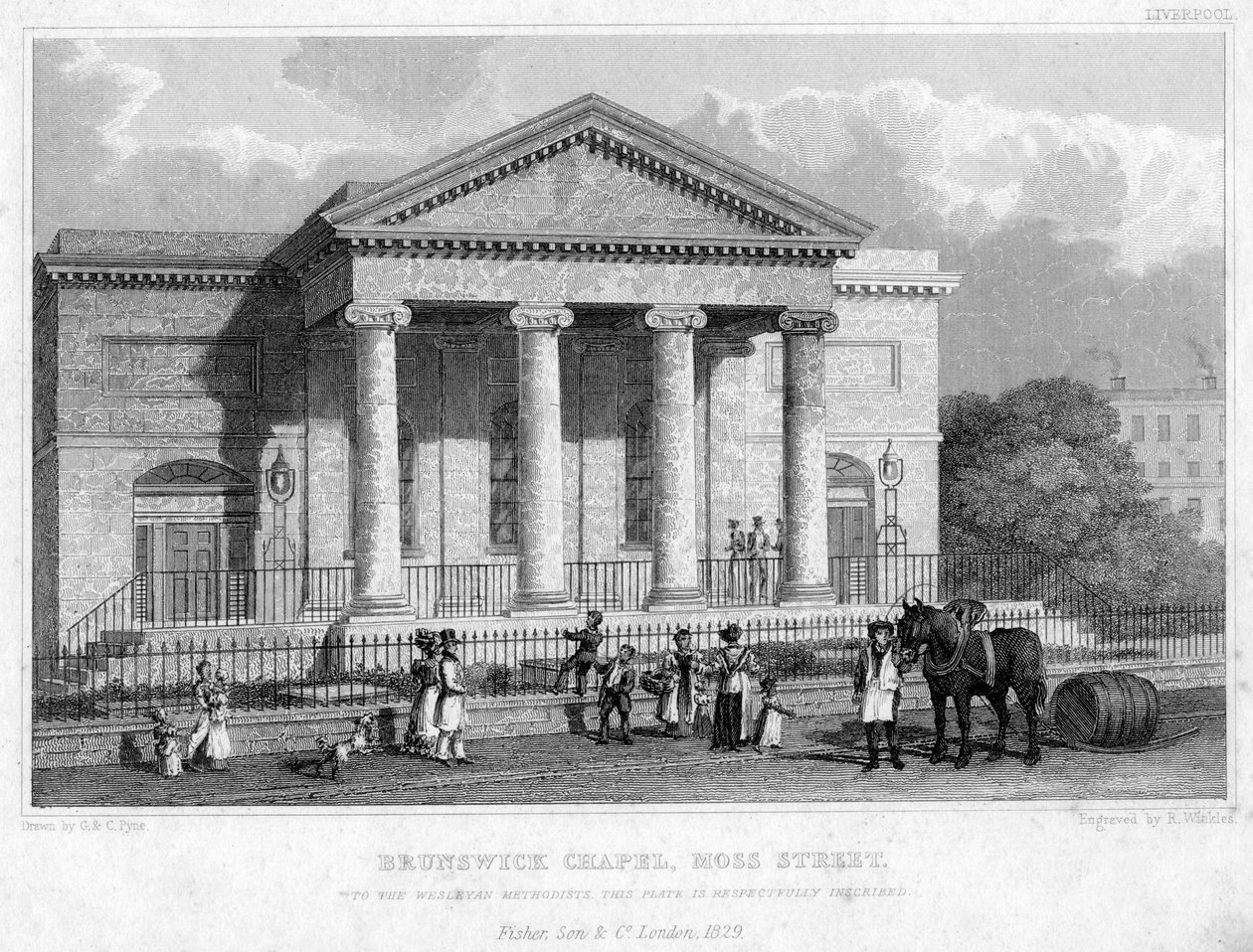 Brunswick Chapel, Moss Street, Liverpool, 1829. alkotó: R. Winkles