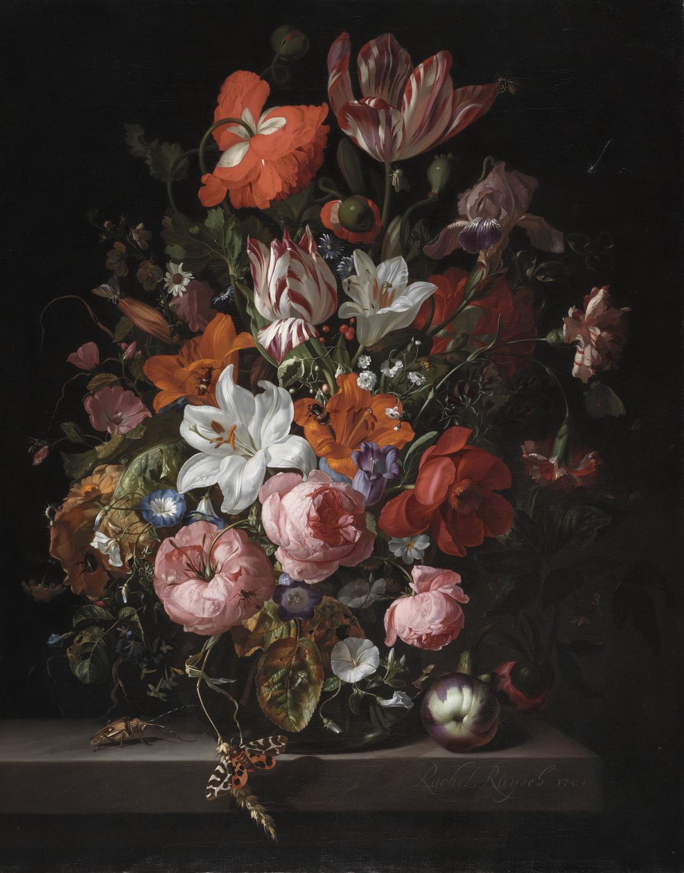 Virágok üvegvázában, 1704 alkotó: Rachel Ruysch
