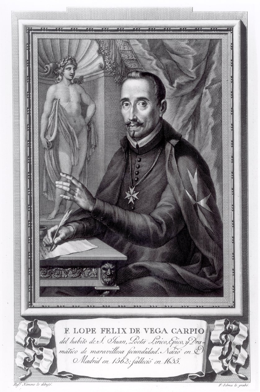 Lope Felix portréja, Vega Carpio (1562-1635) Fernando Selma (1752-1810) metszetével alkotó: Rafael Ximeno y Planes
