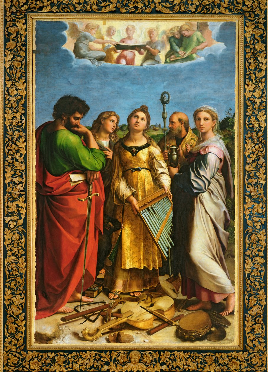 Szent Cecília Szent Pál, Szent János evangélista, Szent Ágoston és Mária Magdolna körül, 1513 körül (lásd még 228955 és 349832). alkotó: Raffaello Sanzio Raphael