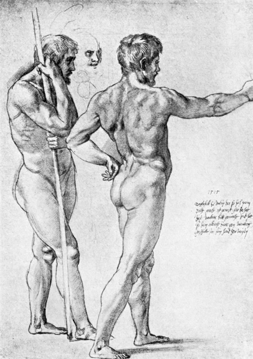 Két férfi akttanulmány, 1515, 1912. alkotó: Raffaello Sanzio Raphael