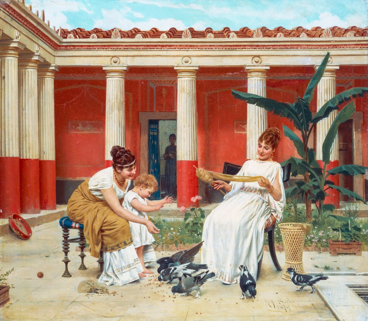 A galambok etetése alkotó: Raffaello Sorbi