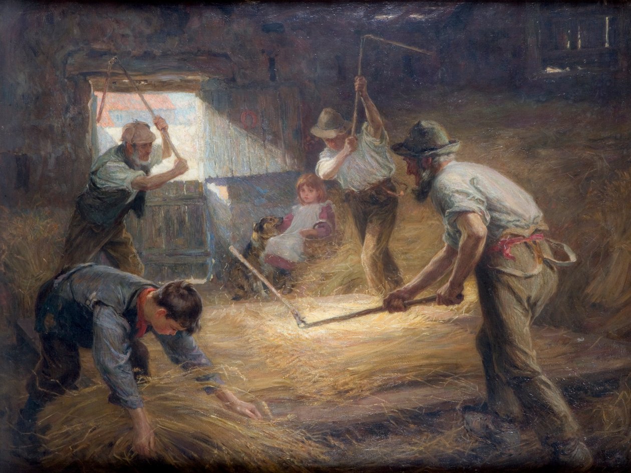 A cséplőpadló, 1898 körül alkotó: Ralph Hedley
