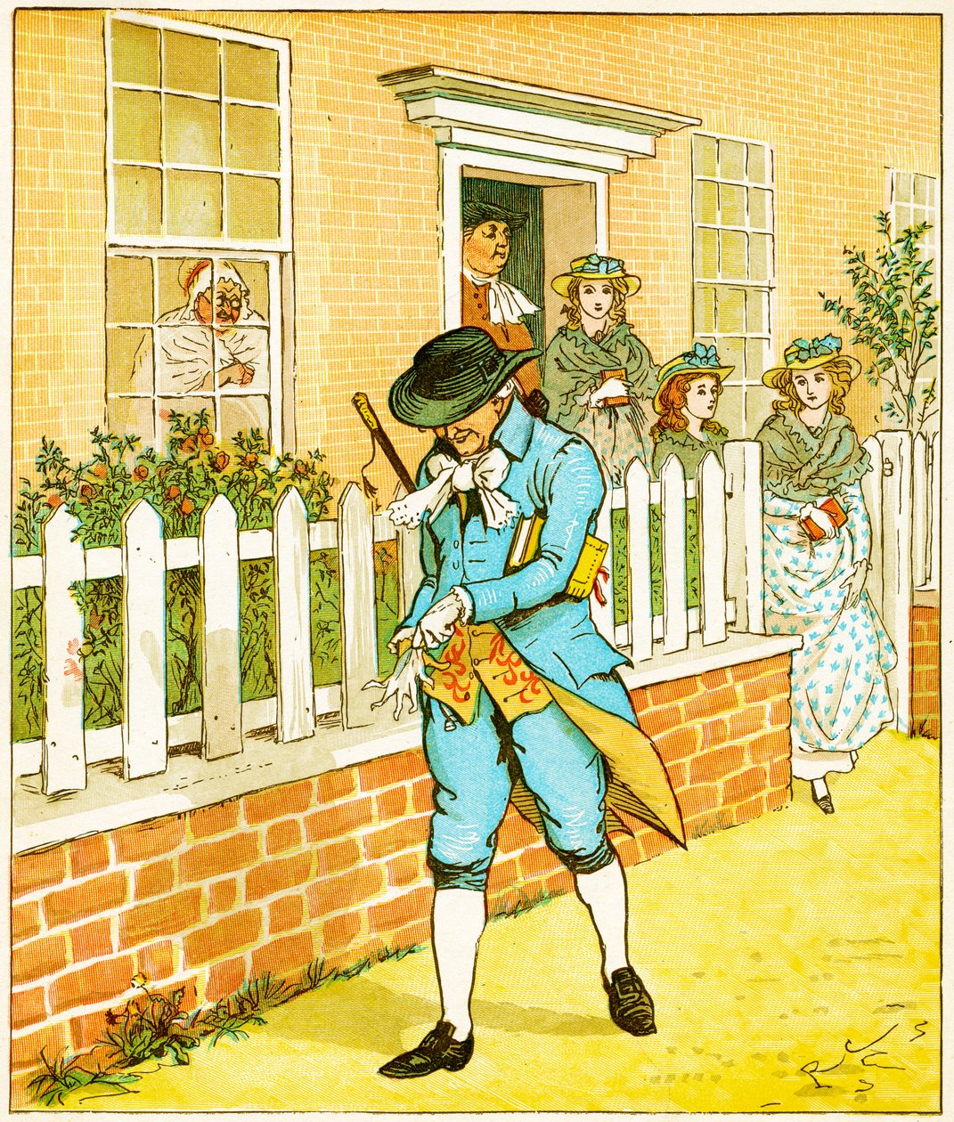 Islingtonban élt egy ember, akiről a világ azt mondhatta, hogy még mindig istenfélő faj, ő illusztrálta Oliver Goldsmith Elégia egy veszett kutyán című művét, 1879. alkotó: Randolph Caldecott