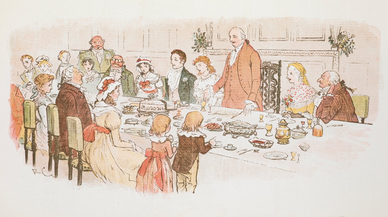 Karácsonyi étkezés. alkotó: Randolph Caldecott
