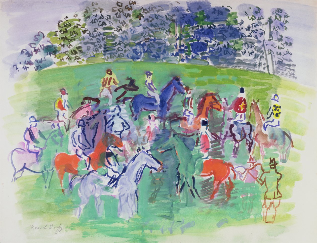 A versenyeken, 1930-50 körül (gouache) alkotó: Raoul Dufy
