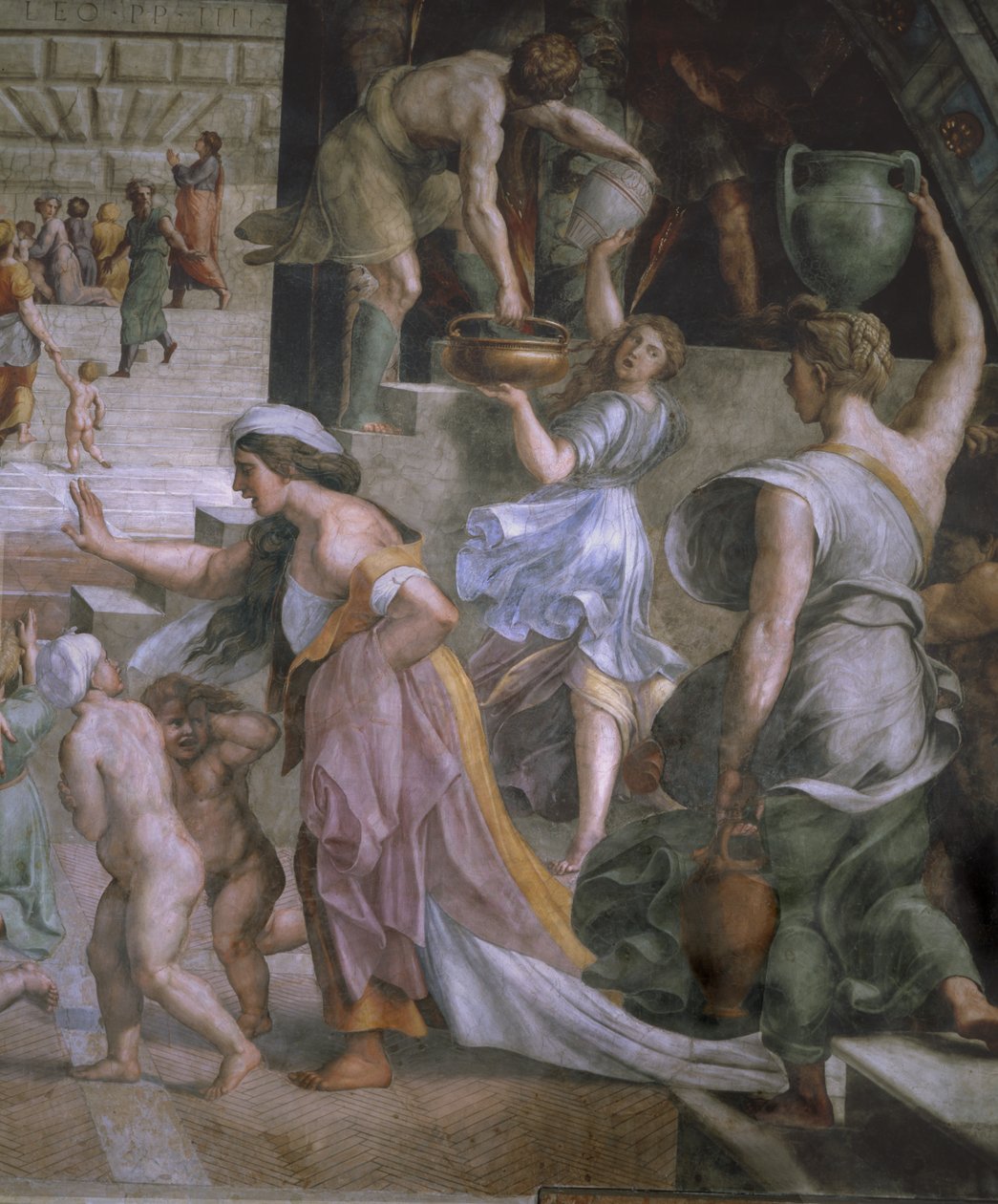 Részlet a Tűz a borgóban című filmből, a Tűz szobája a Borgóban, 1514 alkotó: Raffaello Sanzio Raphael