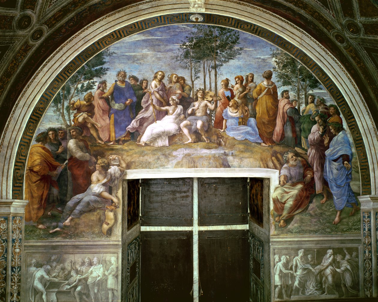 Parnasszus, a Stanza della Segnatura-ból, 1510-11 (lásd még: 16879) alkotó: Raffaello Sanzio Raphael