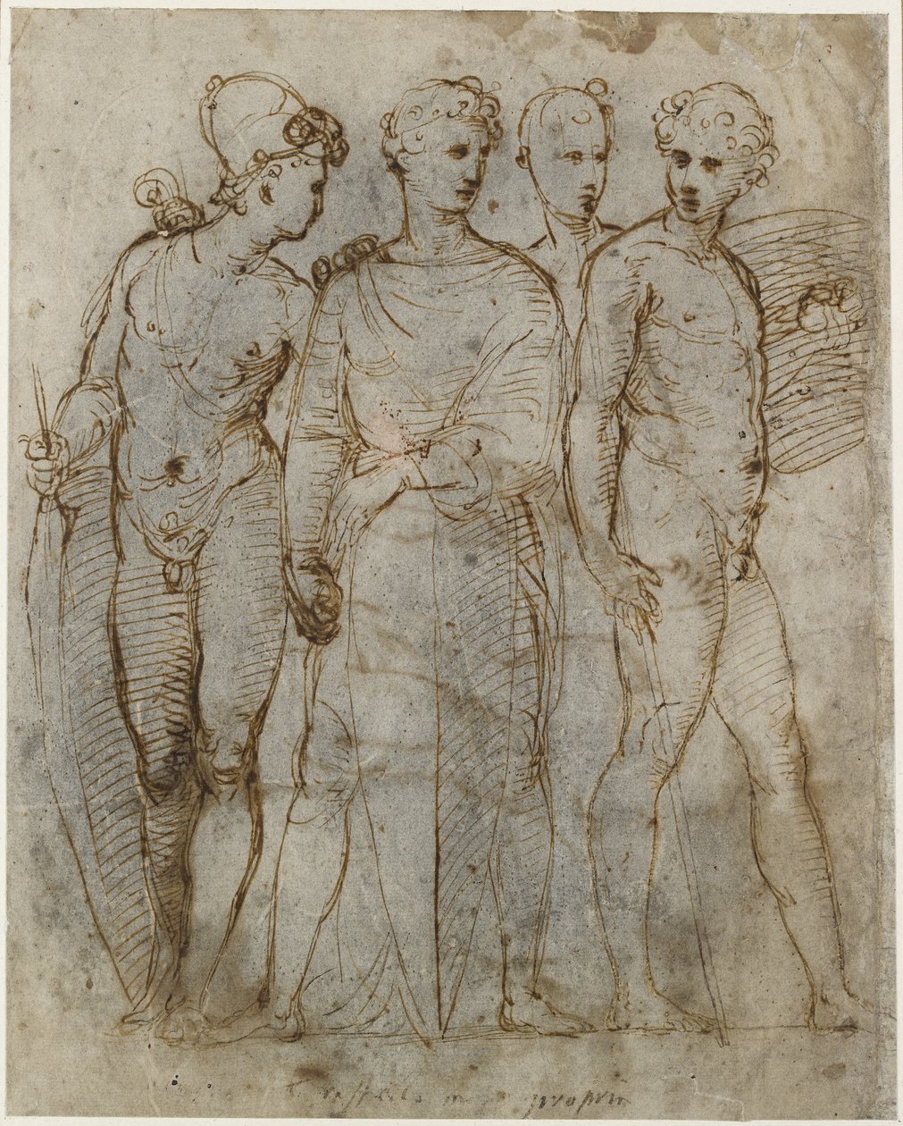 Recto: Négy álló katona; , WA1846.164 alkotó: Raffaello Sanzio Raphael