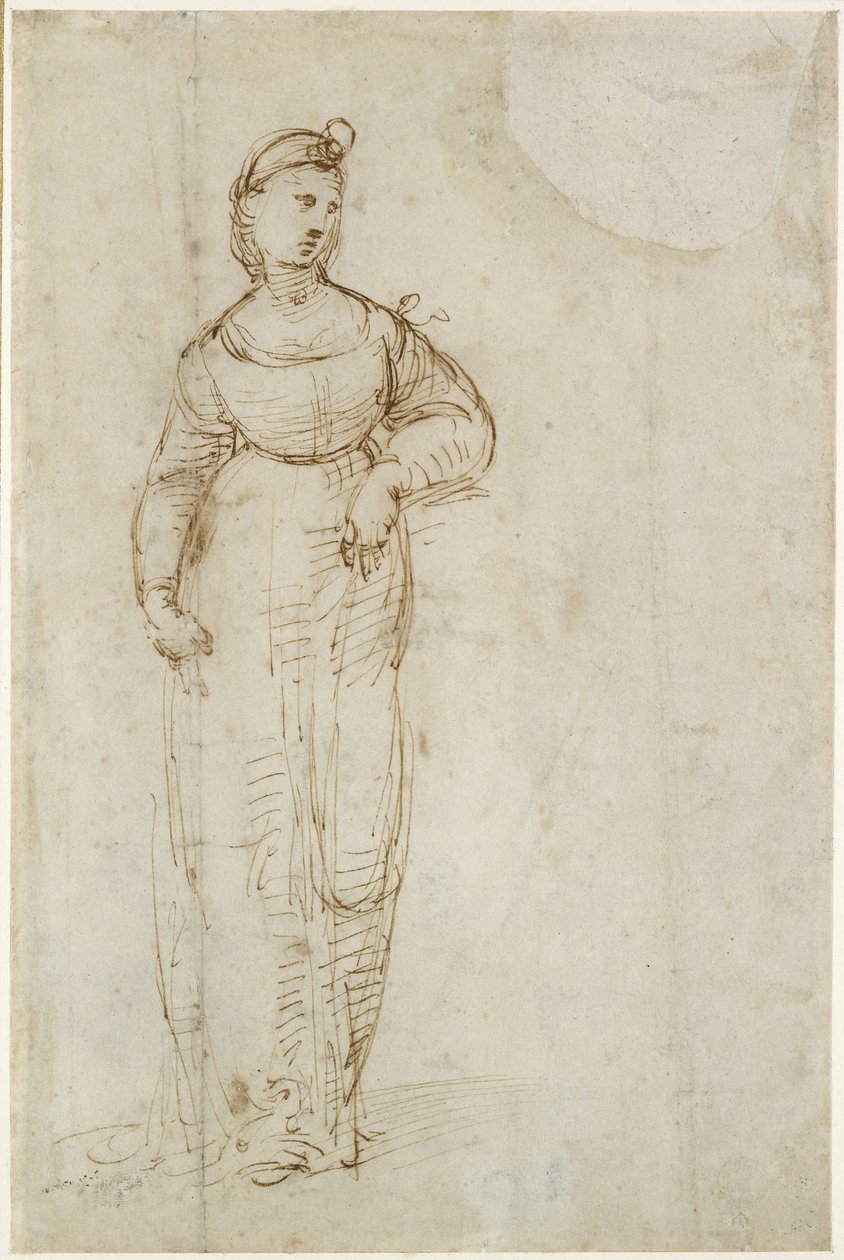 Recto: Study for St Catherine, WA1846.168 alkotó: Raffaello Sanzio Raphael