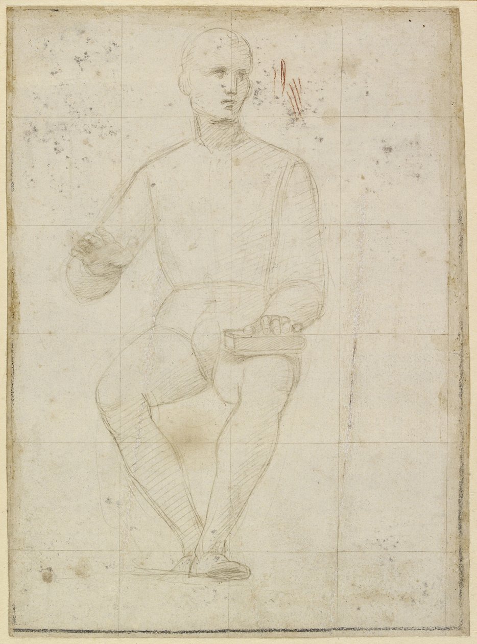 Recto: Tanulmány egy ülő emberről, WA1846.174 alkotó: Raffaello Sanzio Raphael