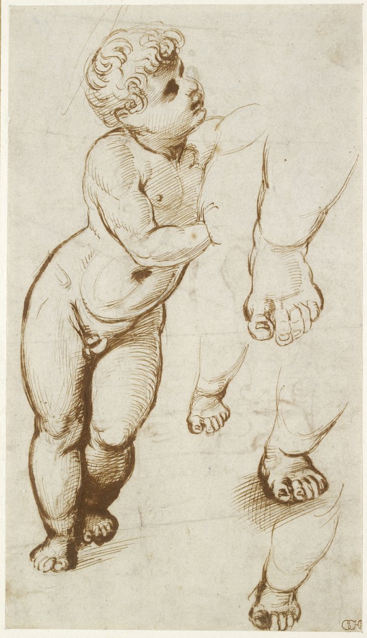 Recto: The Infant Christ and other Studies, WA1855.91 alkotó: Raffaello Sanzio Raphael
