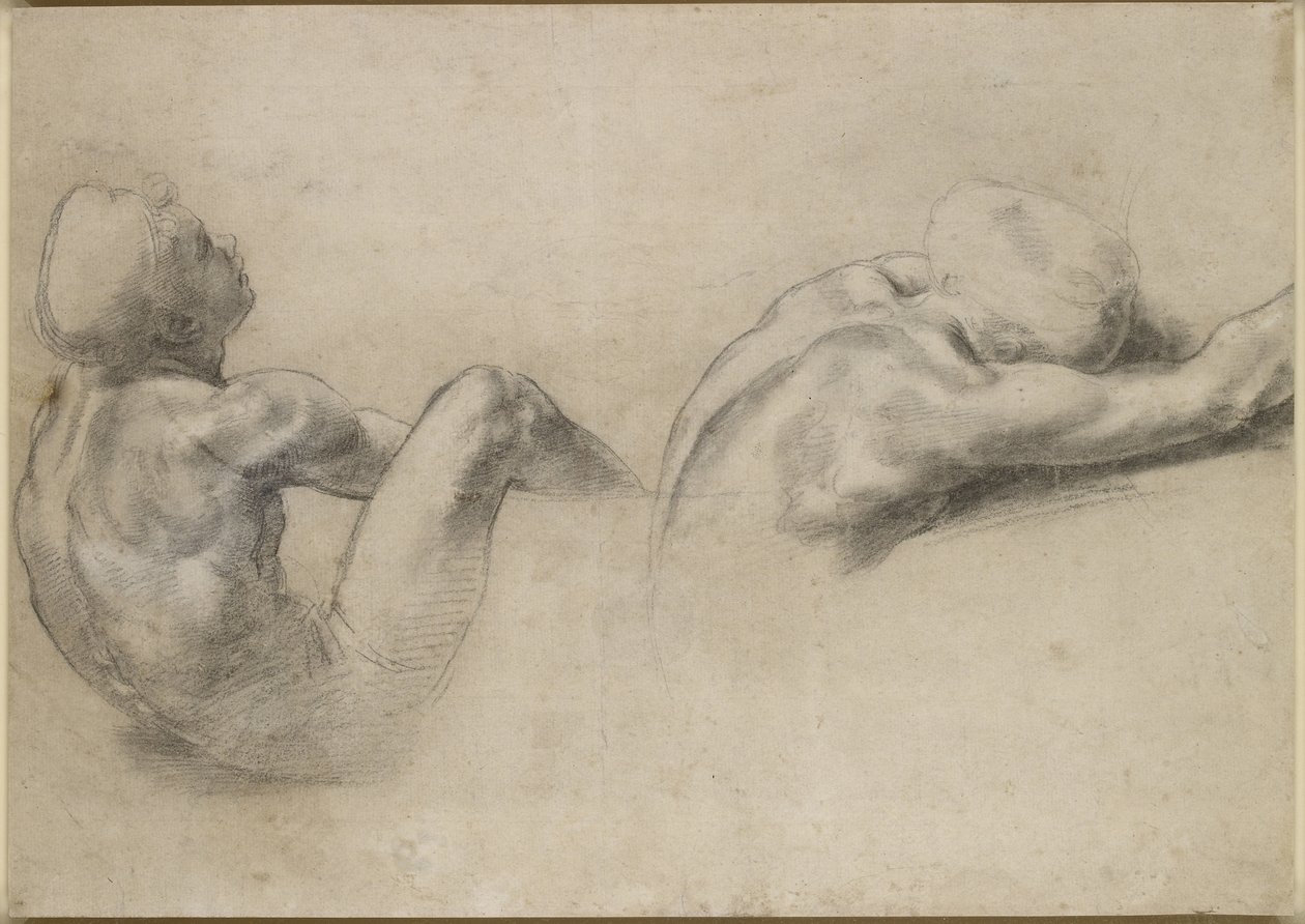 Recto: Két meztelen tanulmány, WA1846.210 alkotó: Raffaello Sanzio Raphael