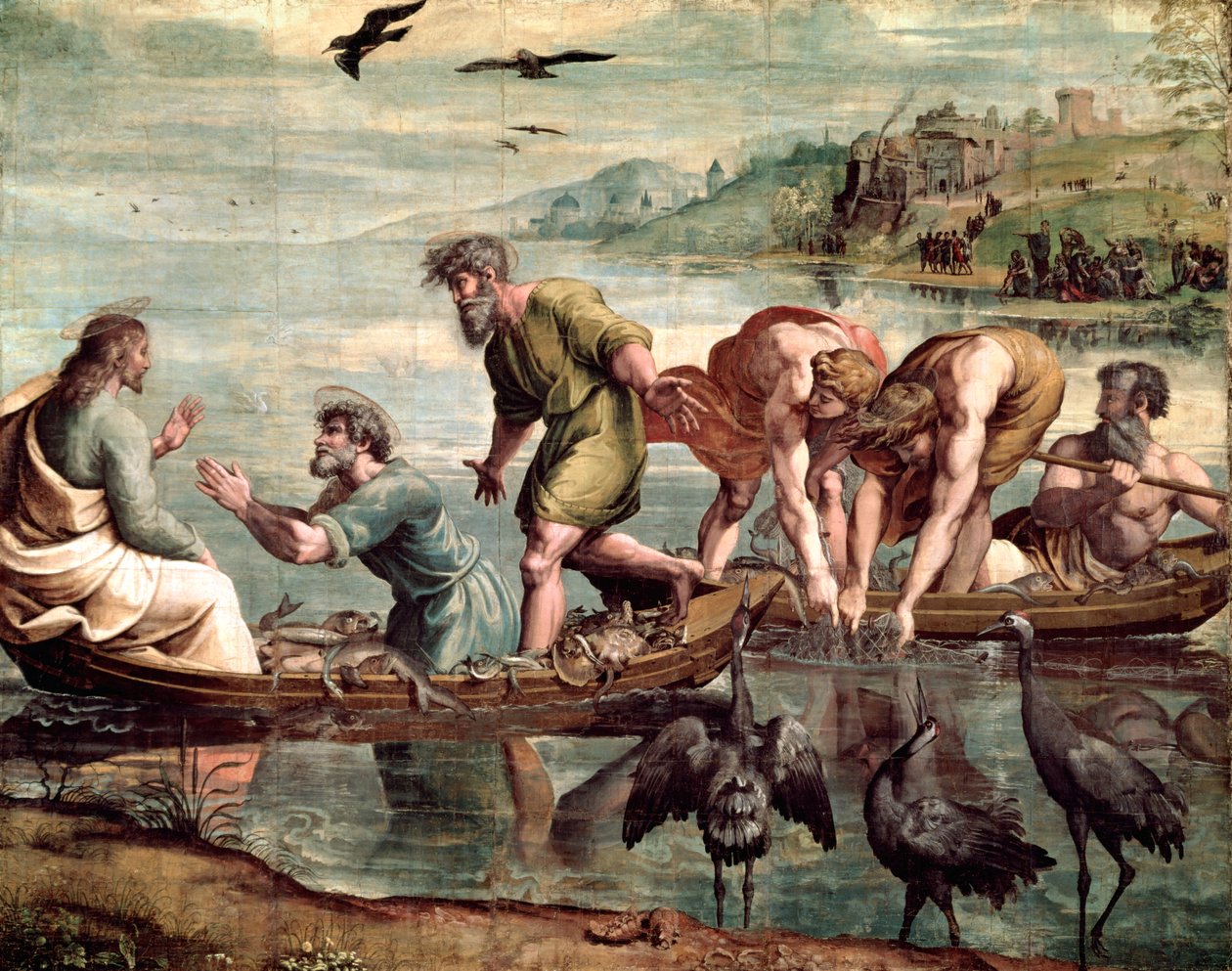 A halak csodálatos vize (karikatúra a Sixtus-kápolnához) (PRE RESTORATION) alkotó: Raffaello Sanzio Raphael