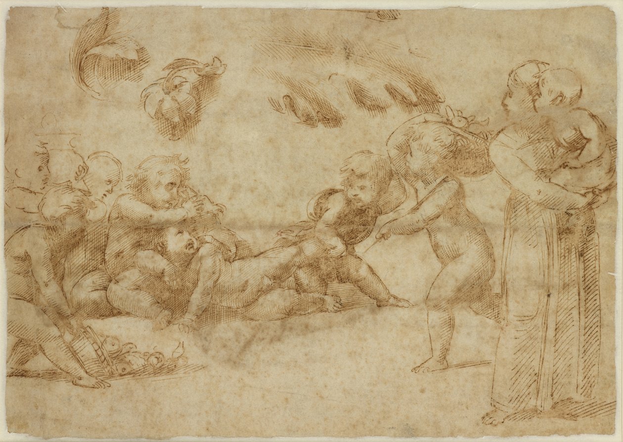 Verso: Amorini játékban, WA1846.169 alkotó: Raffaello Sanzio Raphael