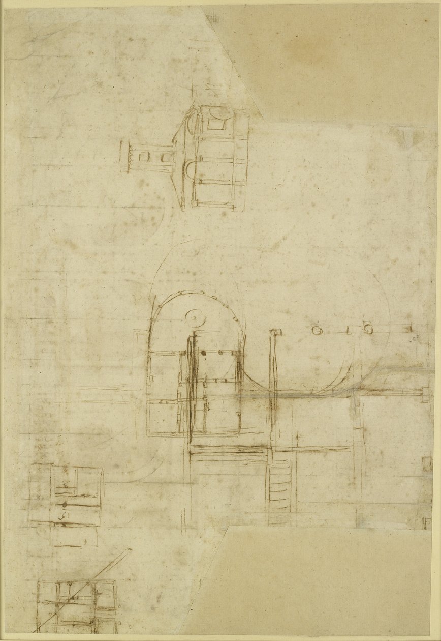 Verso: Különféle durván felvázolt alaprajzok, WA1846.215 alkotó: Raffaello Sanzio Raphael