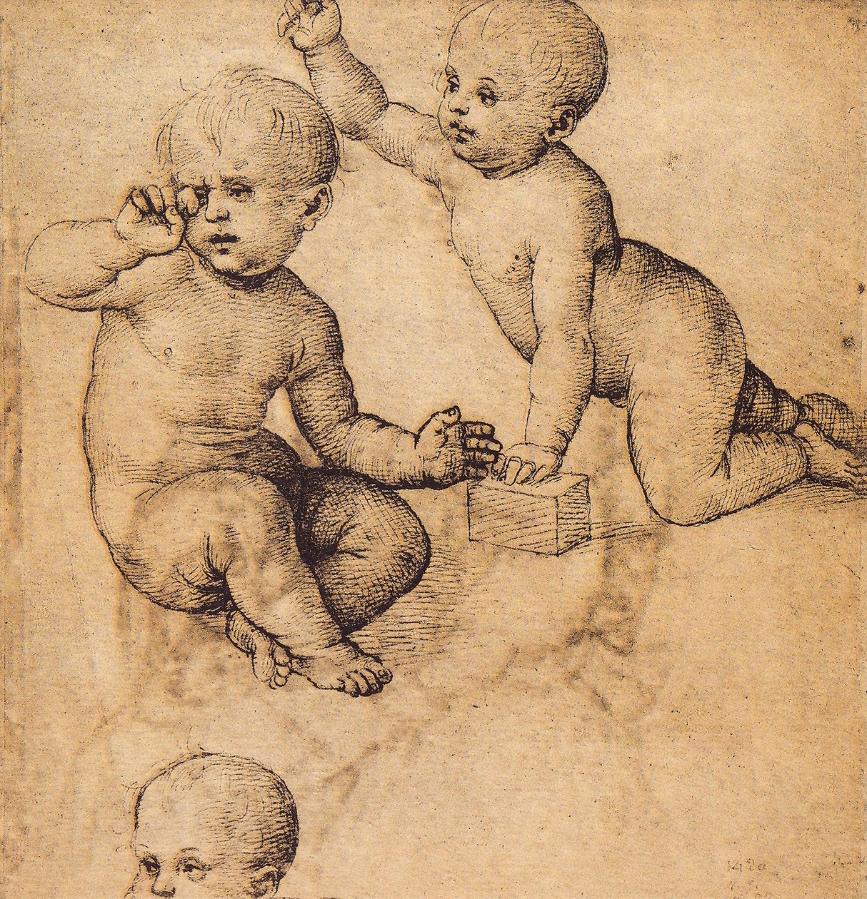 Kerubok tanulmányozása; Raphael rajza. Louvre, Párizs alkotó: Raffaello Sanzio Raphael