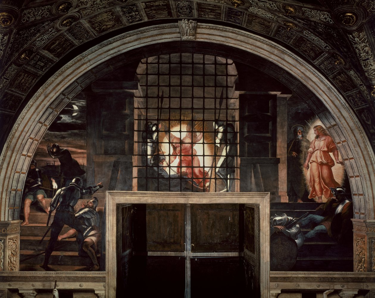 Szent Péter felszabadítása, a DEliodoro-strófában, 1512-14 alkotó: Raffaello Sanzio Raphael