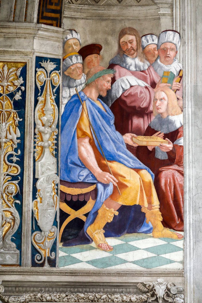 Frescoe of justice, detail. 16th century   1376961   hu       hungarian Successfully Translated  Original: Bridge with Mountains in the Distance (Ventimiglia) Translat: Bridge with Mountains in the Distance (Ventimiglia) 1223854 hu hungarian Successfully T alkotó: Raphael