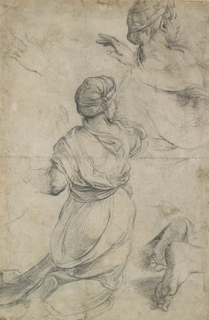 Tanulmányok két térdelő nő számára, c1500-1520 alkotó: Raphael
