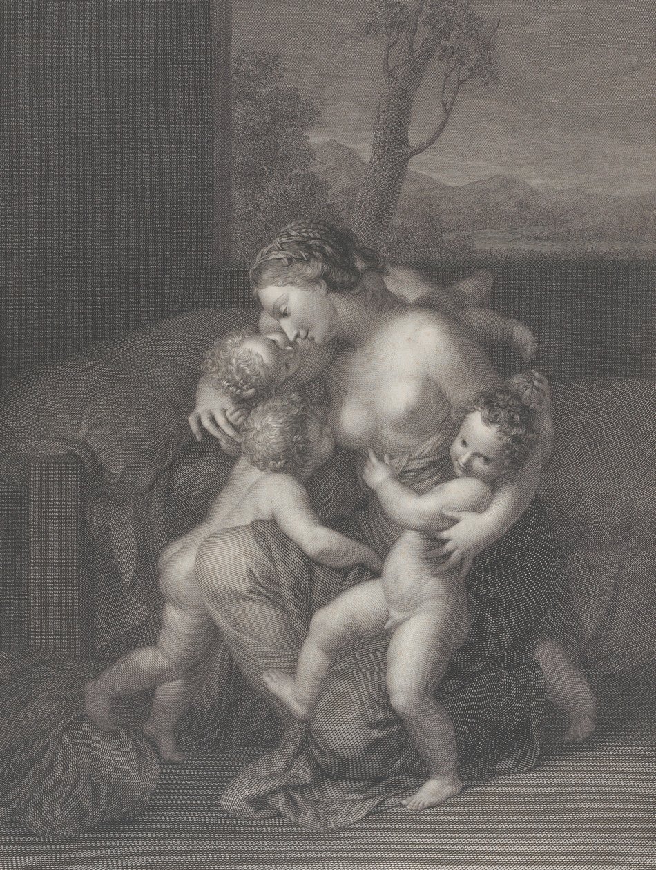 Jótékonysági szervezet három kisgyermekkel, 1795. alkotó: Raphael Morghen