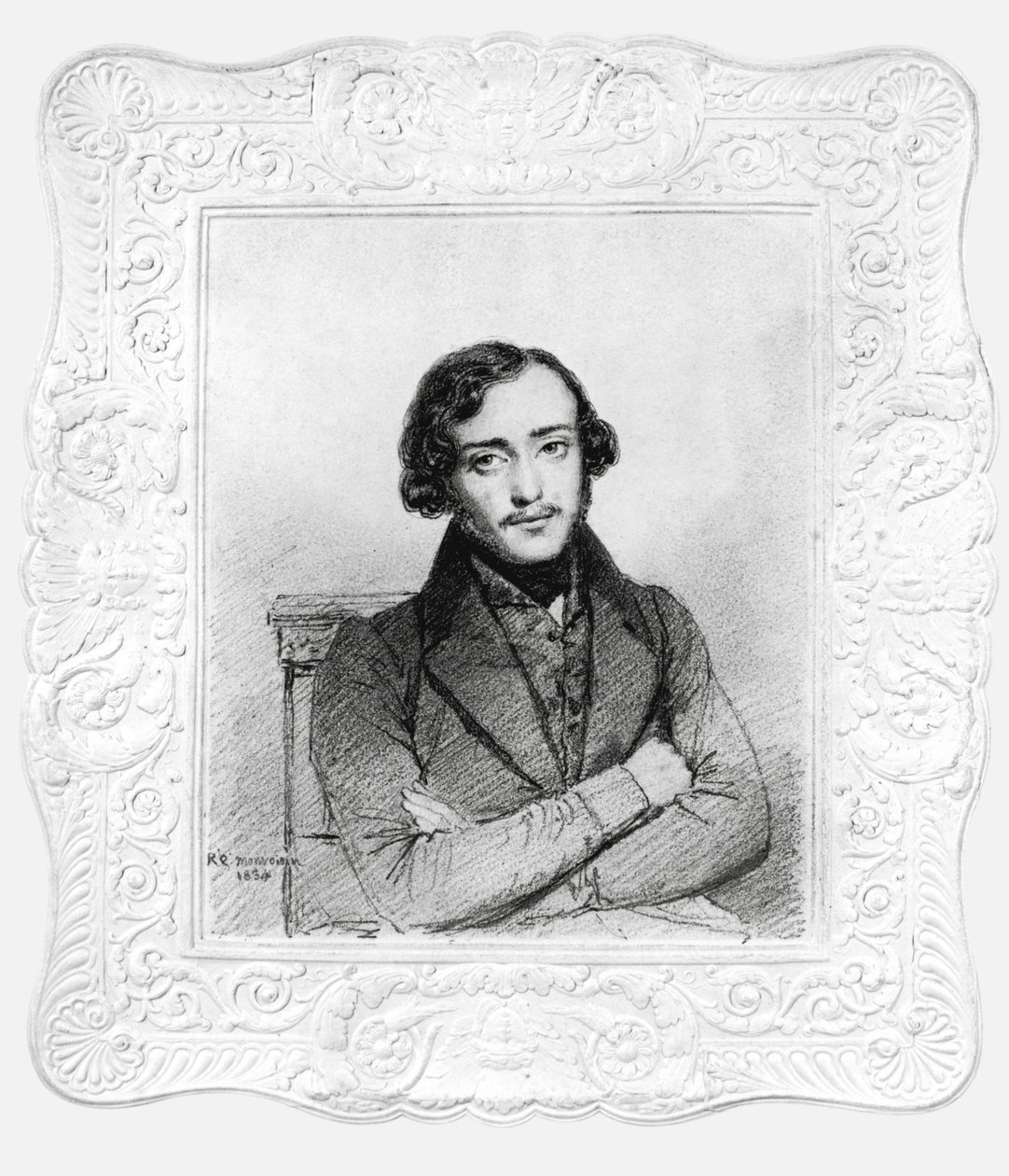 Eugene Emmanuel Viollet-le-Duc (1814-79) 20 éves portréja, 1834 (szén és ceruza papíron) alkotó: Raymond Quinsac Monvoisin