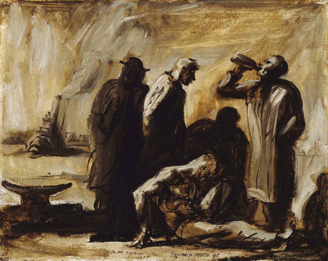 Csövesek a New York-i mólón alkotó: Reginald Marsh