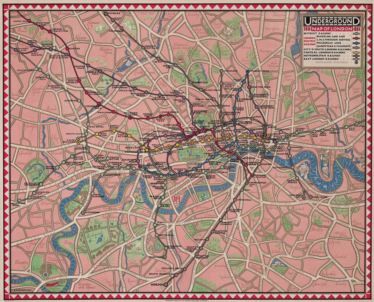 London földalatti térképe alkotó: Reginald Percy Gossop